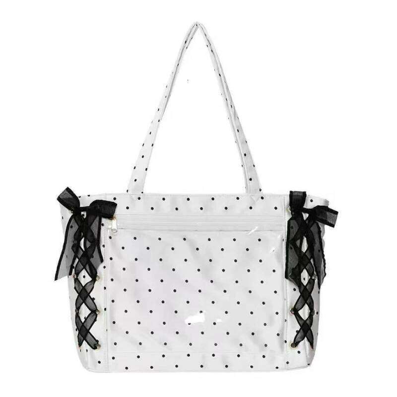 Top Handle Women Dot Satin Ribbon Shoulder Large Capacity Commuter Student Comfortable and Versatile Texture Ita Bag Z260207 - view 3
