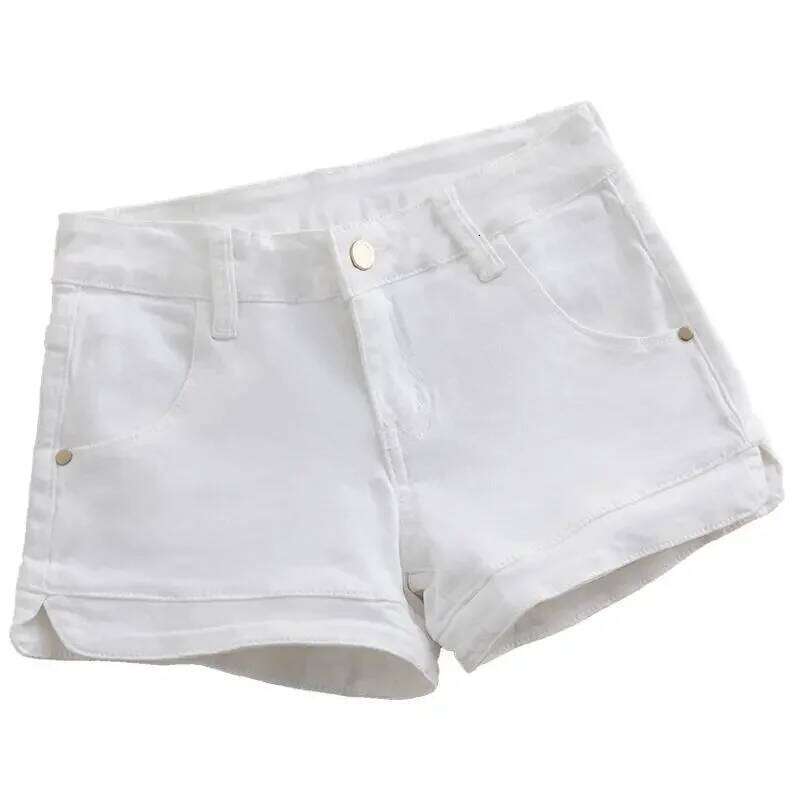 White Denim Shorts Women Low waisted 2024 New Korean version Slim Elastic Skinny Buttocks Wrapped Sexy Short Hot pants Female XJ260206