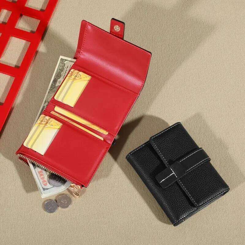 Women's Fashion Metal Accessories Short Zero Large Capacity Multiple Position Card Bag Wallet Y260206