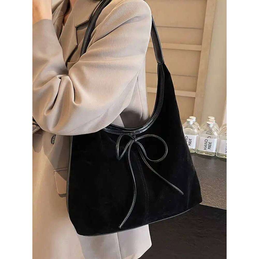 Bow Tote Bag For Women 2024 New Trendy Large Capacity Single Shoulder Bags Autumn Winter Casual Pu Leather Female Handbags Y260205