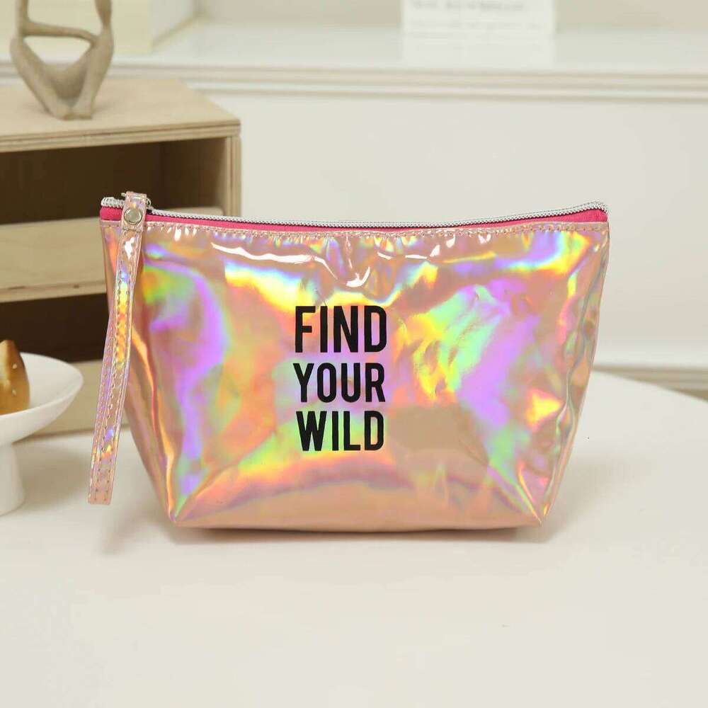 Large capacity laser makeup PU waterproof portable travel wash Fashionable rectangular women's storage bag Y260206