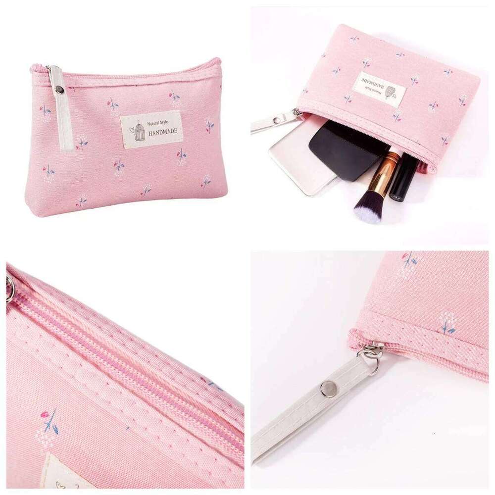 Small Floral Cosmetic Bag Travel Zipper Toiletry Organizer Wash Make Up Storage Pouch Purse for Women Daily Use Y260206
