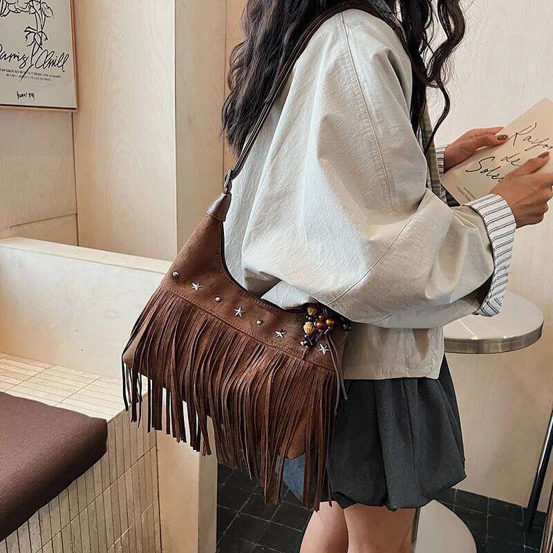 2025 Fall Winter New Women's Suede Crossbody Tote, Handbag, Shoulder Bag Purse with Long Strap Y260205