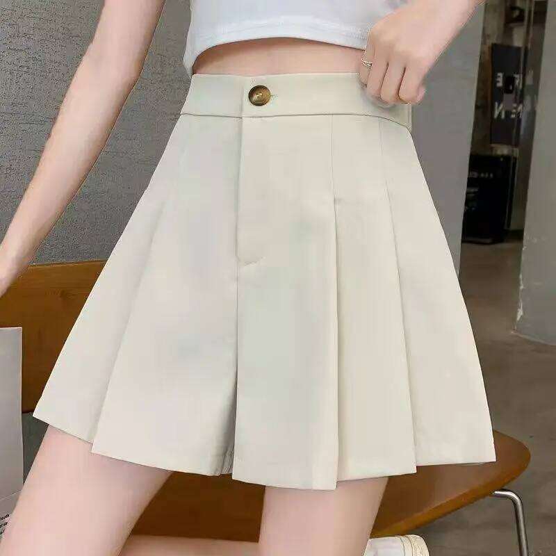 Korean Fashion Simple Sweet High Waist Casual Suit Shorts Women Solid Button Zipper Barrel Pleated Big Size Wide Leg Short Pants XJ260206