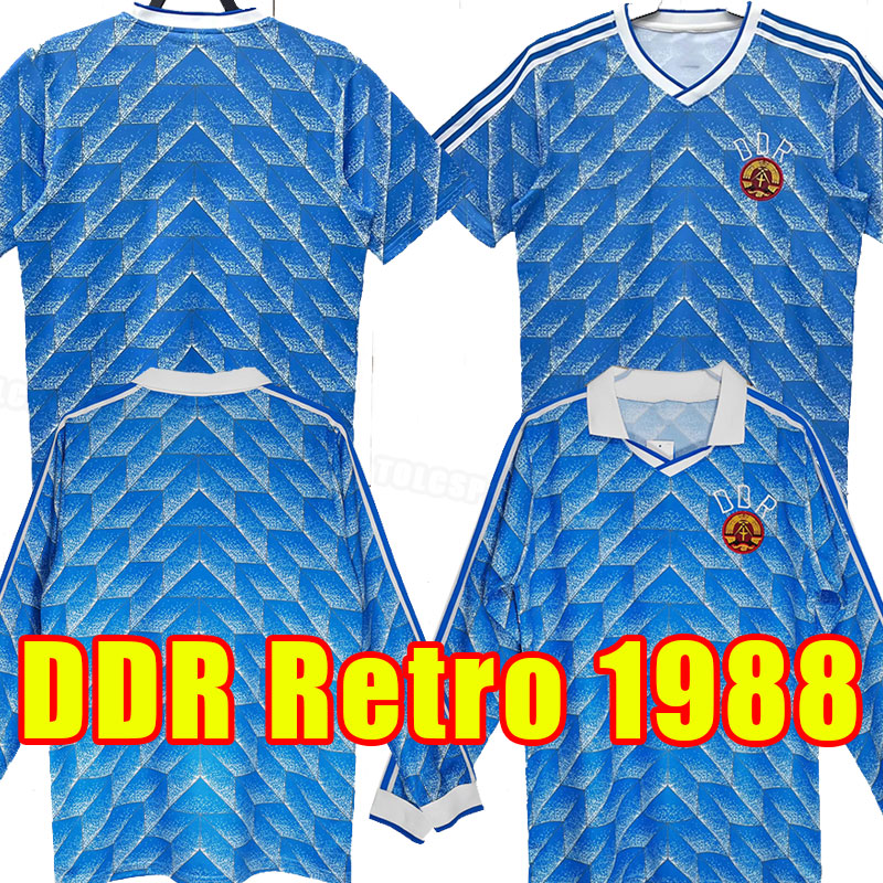 Maglia Da Calcio A Manica Lungas 1988 1990 DDR Oberliga Retro 88 90 East German Stubner Kirsten Sammer Andreas Thom Thomas Doll 88 90 Calcio Classic-image