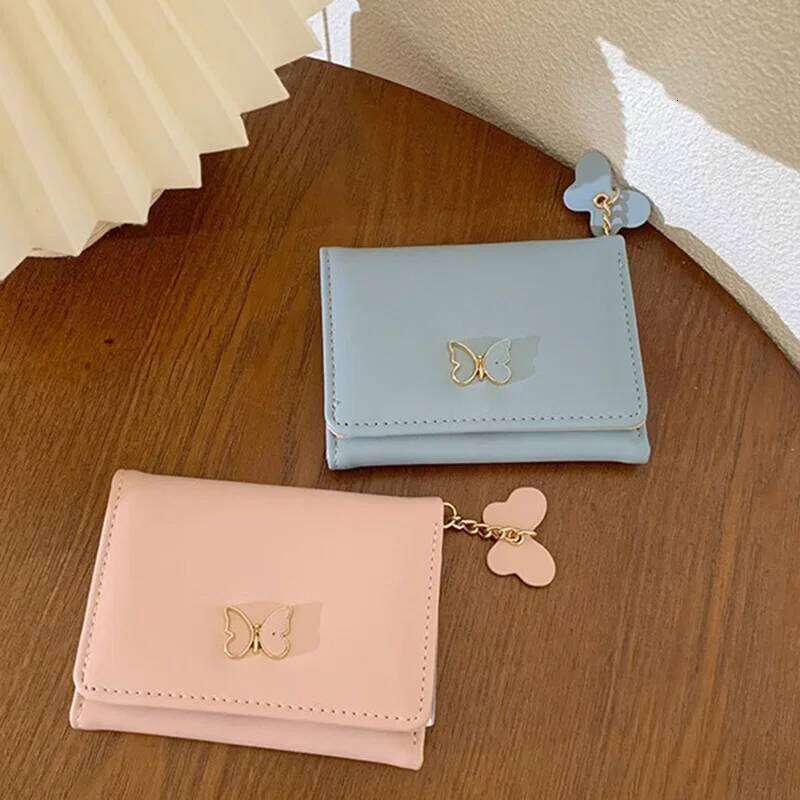 Bow Printed Purses Fashion Short Section Bag Women's Wallet PU Leather Zipper Coin Purse Solid Color Card Holders Ladies Hasp Y260206