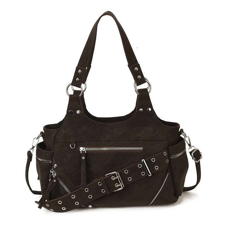 Solid Color Zipper Buckle Casual Tote 2026 High Quality Motorcycle Style Durable Commuting Cool Shoulder Bags Y260205
