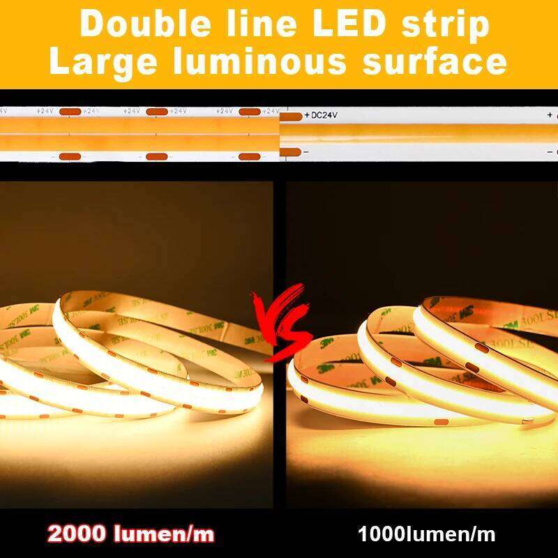 Super Bright COB LED Strip 2000lm/m Double Row 600LEDs/m Flexible Dimmable Led Lights RA90 Tape Lighting 3000K 4000K 6500K DC24V Z260206