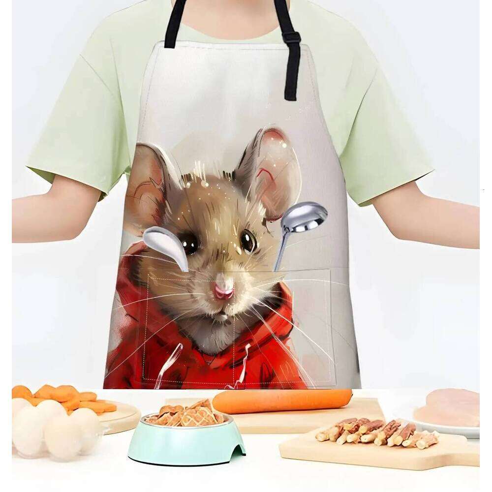 Adorable Rat Apron,Adjustable Waterproof Oxford Fabric Kitchen Apron for Men and Women, Cooking, Baking S260205