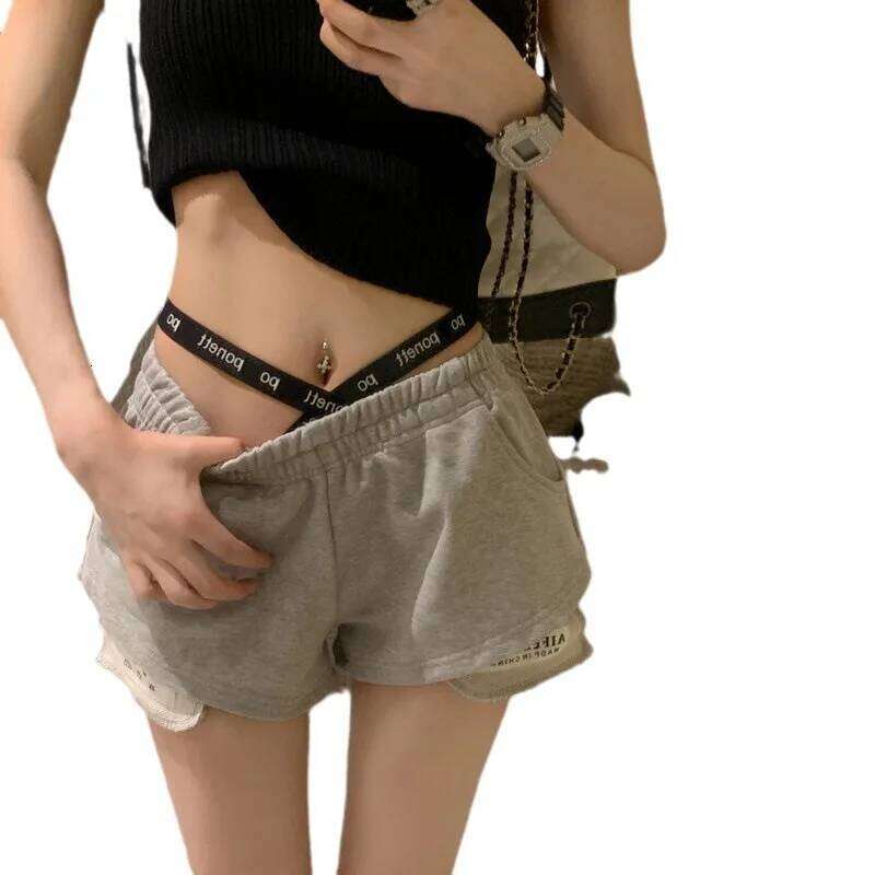 2026 Summer New Women's Casual Sports High Waist Design Letter Bandage Y2k Shorts Hot Pants XJ260206