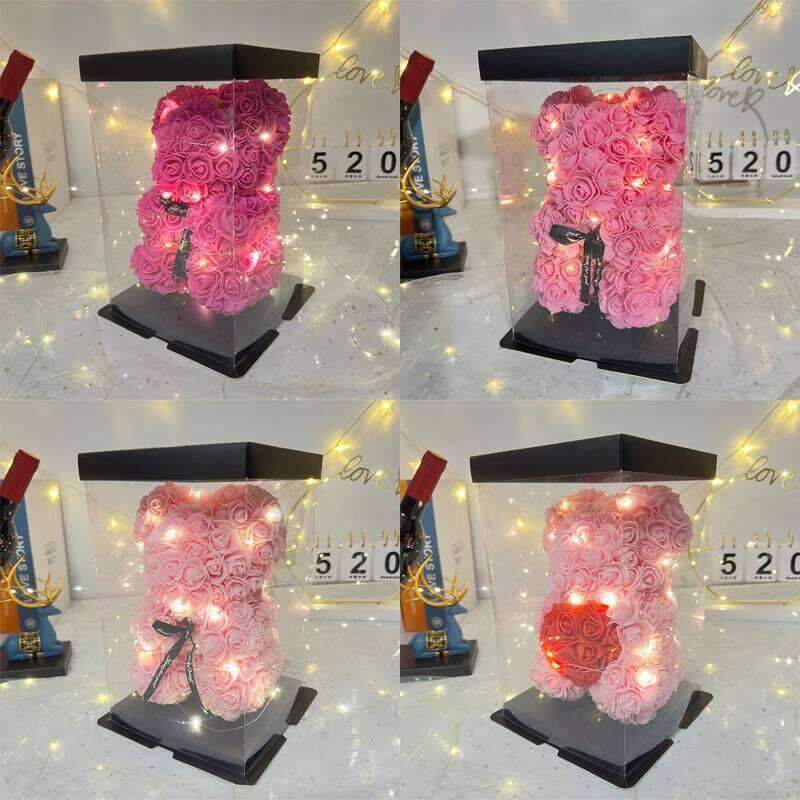 Eternal Rose Bear Artificial Flower Valentine's Romantic Box Girlfriend Mother's Day Creative Anniversary Wedding Gift S260204