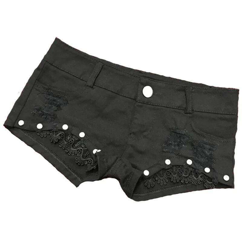 Sexy Y2k Jean Denim Women Bright Lace Ultra-low Rise Pants Nightclub Hot Girls Ripped Shorts XJ260206