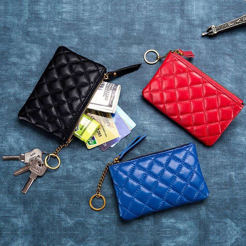 New Designer Mini Purse Pouch Small Change Wallet Sheepskin Genuine Leather Girls Bags Fashion Brand Key Chain Coin Bag Y260206