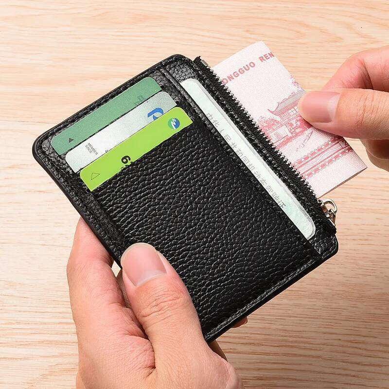 New hot selling creative zipper card bag with large capacity, ultra-thin and multi slot lychee pattern coin wallet Y260206