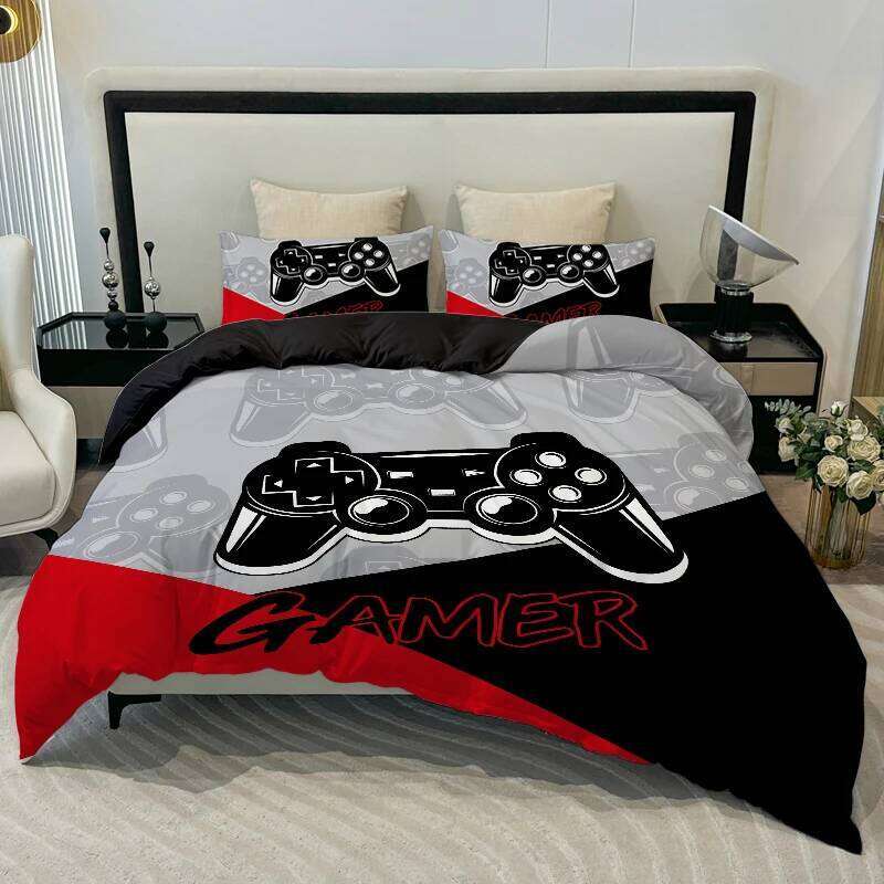 3PC Splicing Game Console Bedding Red Blue Black 100%Polyester 1duvet Cover 2Pillowcases Digital Printing No padding XJ260206