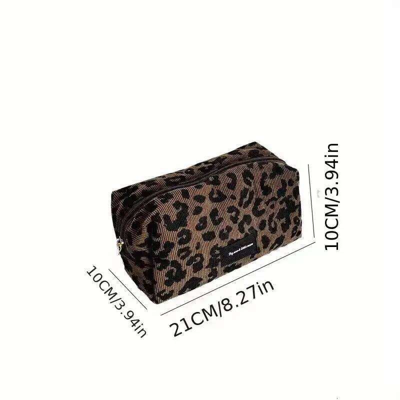 Girl Leopard Print Makeup Bag Large Capacity Cosmetic Organizer Toiletry Pouch Women Travel Portable Storage Y260206