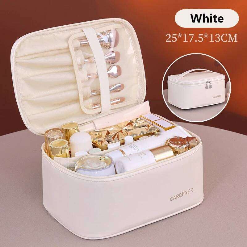 PU Large Capacity Tote Makeup Portable Travel Organizer Tolietry Cosmetic Coins Storage Bag Women Square Zipper Pouch Y260206