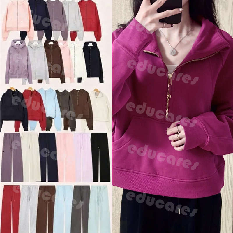 Hot Trendy Yoga Scuba Set Women luluity lemonal Jacket Pants Sets Thick Warmth Scuba luluity lemonal pants leggings Zip Up Jacket Set Women Clothing Sets Fit Dry hit