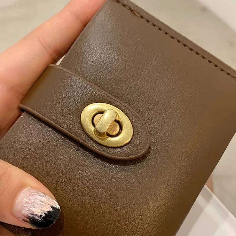 Women's Short Black Brown Minimalist Versatile Compact Card Bags Coin Purse Money Wallet Monedero Mujer Billetera Y260206