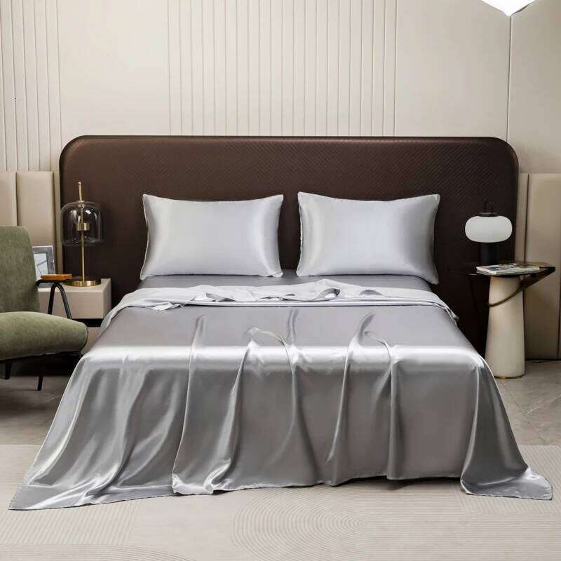 Solid Color Satin Sheet and Pillowcase Set, Luxurious Bedding Ensemble with a Silky Sheen, Twin/Full/Queen/King Size XJ260206