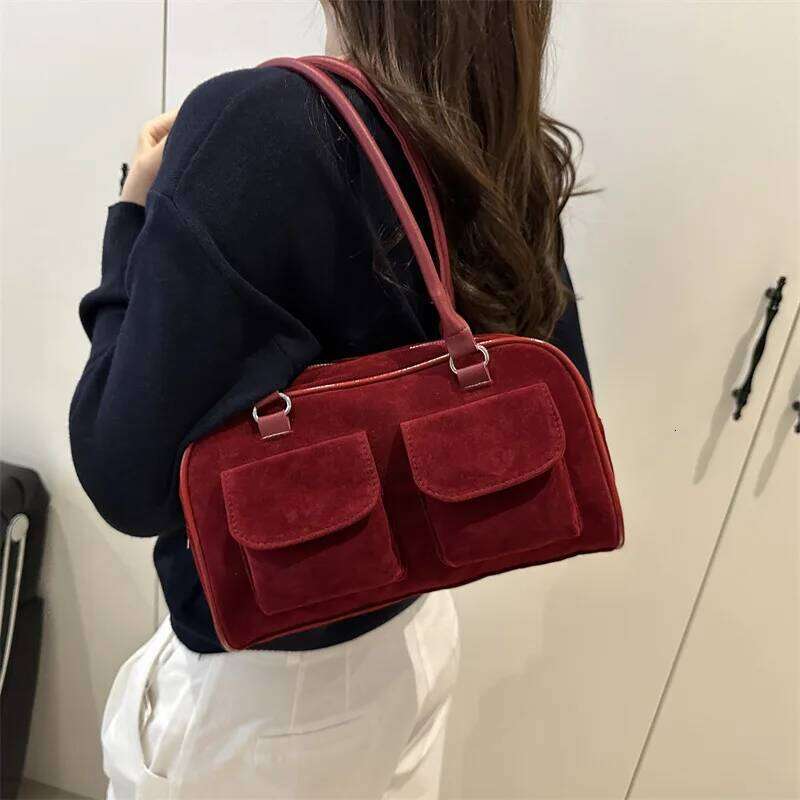 Autumn Vintage Suede Square Shoulder Bags for Women Casual Versatile Ladies Handbags Tote Large Capacity Female Underarm Bag Y260205