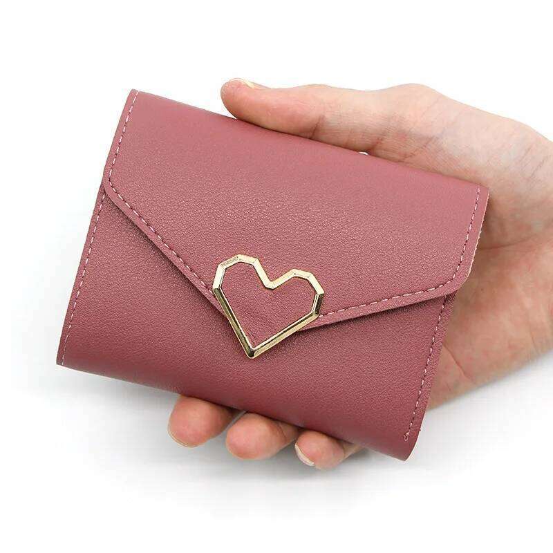 Korean version short heart-shaped three fold women's multi slot card bag zero wallet purses for women Y260206