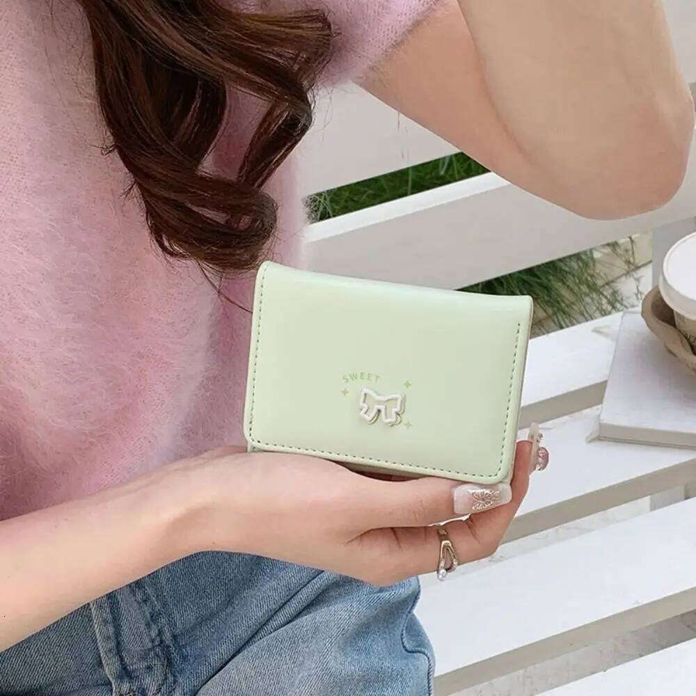 Portable Bow Lady Purses Three Fold Multiple Card Bag Short PU Wallet Y260206