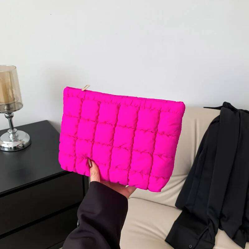 Fashion Women Cosmetic Quilted Handbag Square Portable Makeup Storage Bags Simple Girl Lipstick Toiletry Small Clutch Bag Y260206