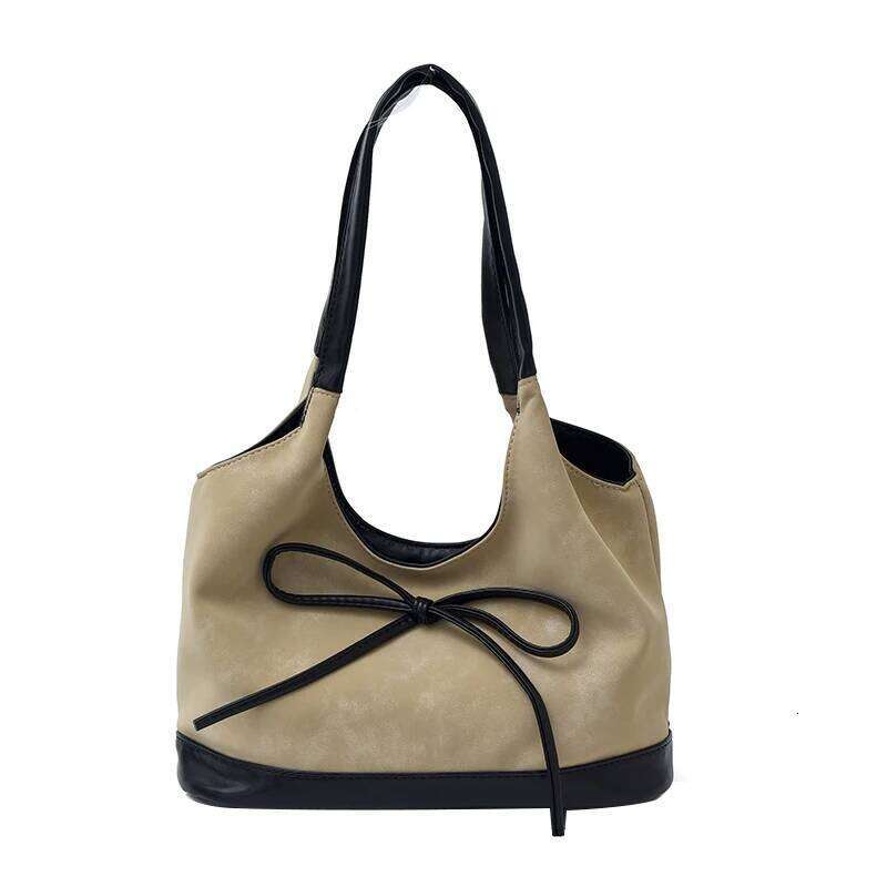 Bow Slouchy Shoulder Solid Color PU Crossbody Large Casual Commuter Bag Lightweight for Girls Woman Birthday Gifts Y260205