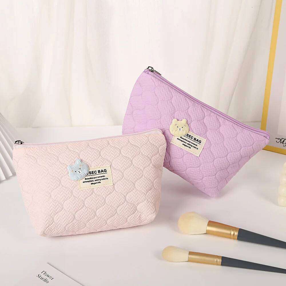 Ins Kawaii Cartoon Bear Bubble Women Makeup Bag Portable Travel Cosmetic Organizer Handbag Make Up Zipper Pouch For Gift Y260206