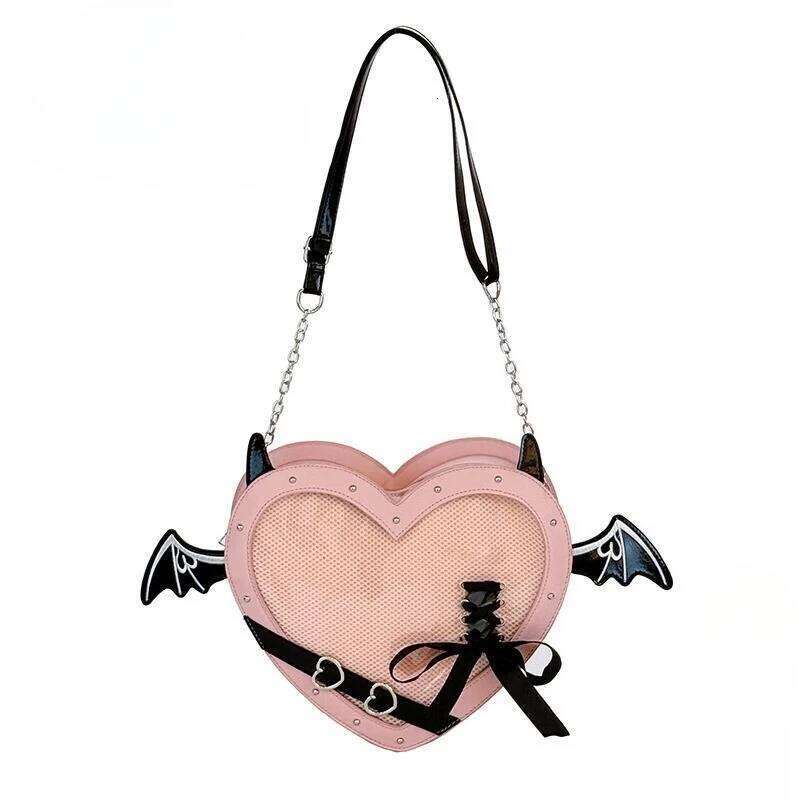 Y2k Aesthetic Punk Belt Gothic Wings Shoulder Handbags Kawaii Heart Bandage Bow Underarm Bag Transparent Fashion Sweet Ita Bags Z260207 - view 5