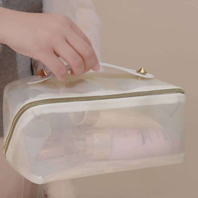 Transparent Tote Pillow Cosmetic Large Capacity Women Travel Cosmetics Toilet Storage Washbag Clear Makeup Zipper Bag Y260206