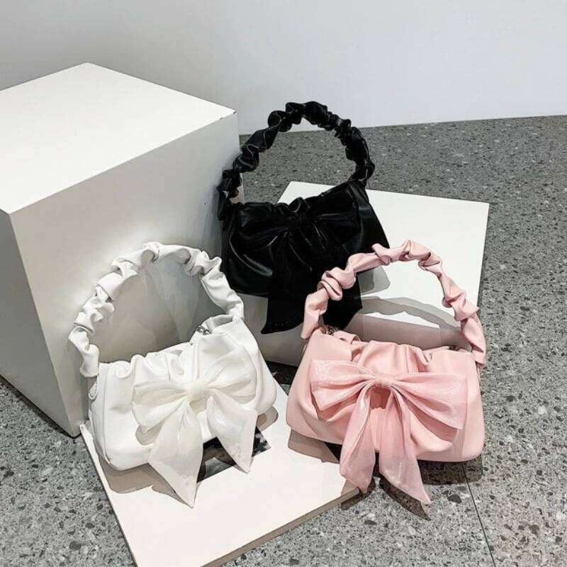 Fashion Tote bag Retro Handbags for Women Girl's Sweet Bow Single Shoulder Chain Crossbody Bag Fold Purses and Handbag Y260205