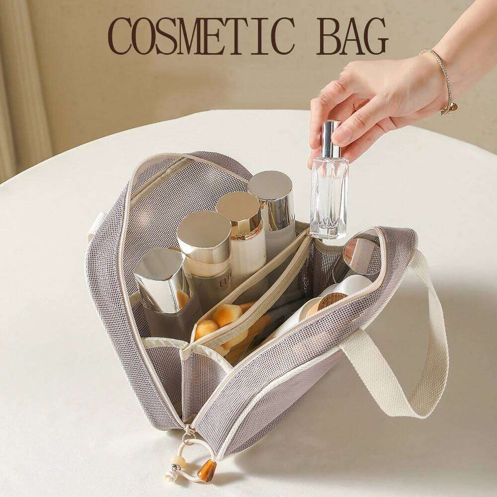 Mesh Clear Tote Makeup Storage Pillow Toiletry Cosmetic Washbag Pouch Large Capacity Portable Women Organizer Clutch Bag Y260206