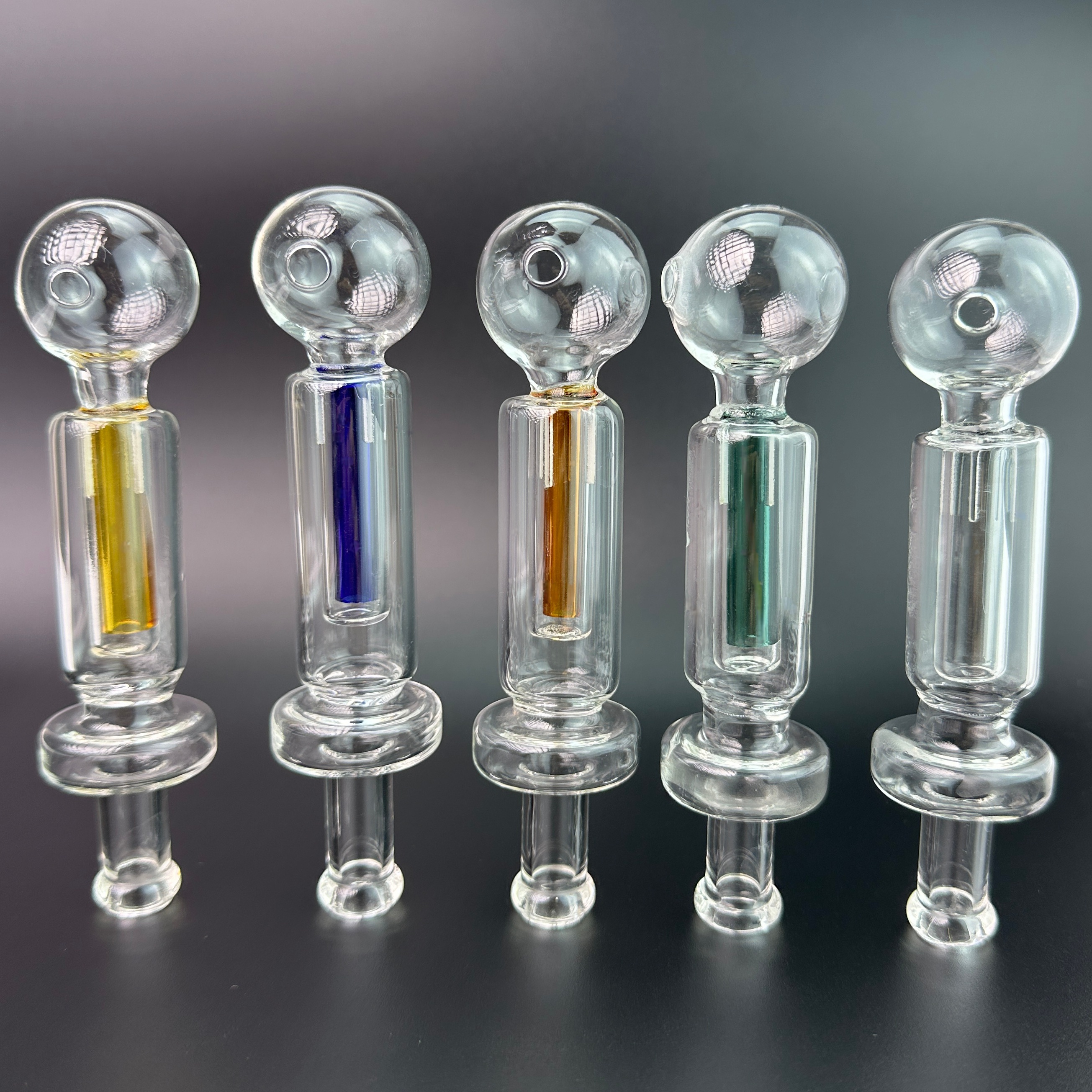 Colored Inline Filter Glass Oil Burner Pipe - 40g Heavy Pipe With 3cm Really Thick Glass Bubbler Head Bowl / Straight Hand Tube Water Pipe