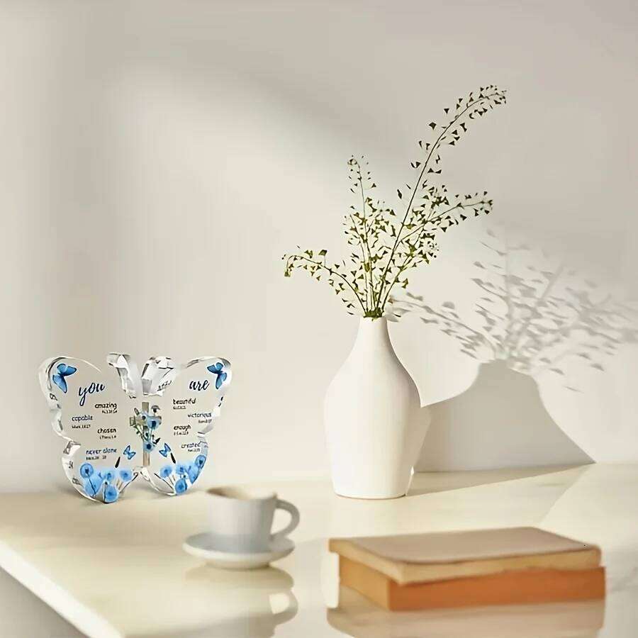 1pc, Acrylic Butterfly Prayer Decorations with Bible Verses - Christian Gifts Women, Religious Keepsake for Mother's Day S260204