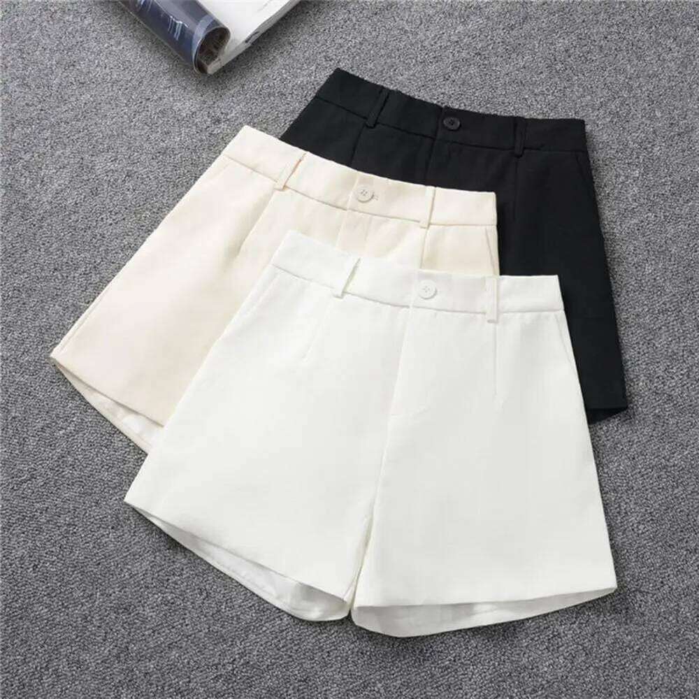 Women Elegant High Waist White A Line Wide Leg Commute Summer Suit Shorts Casual Slim Hot Short Pants XJ260206