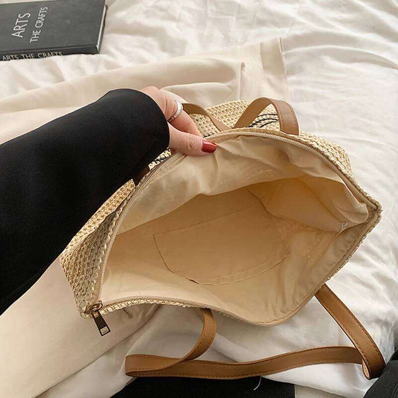 Vintage Straw Rattan Woven Handmade Summer Beach Bags Ladies Large Capacity Shoulder Bag Bohemia Travel Handbags Totes sac Z260207 - view 6