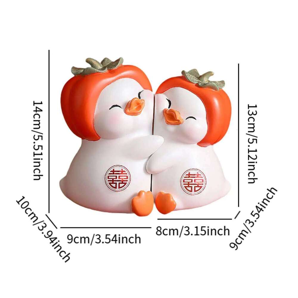 Resin Cartoon Couple Ducks Figurine Valentine's Day Gift Desktop Decoration for S260204