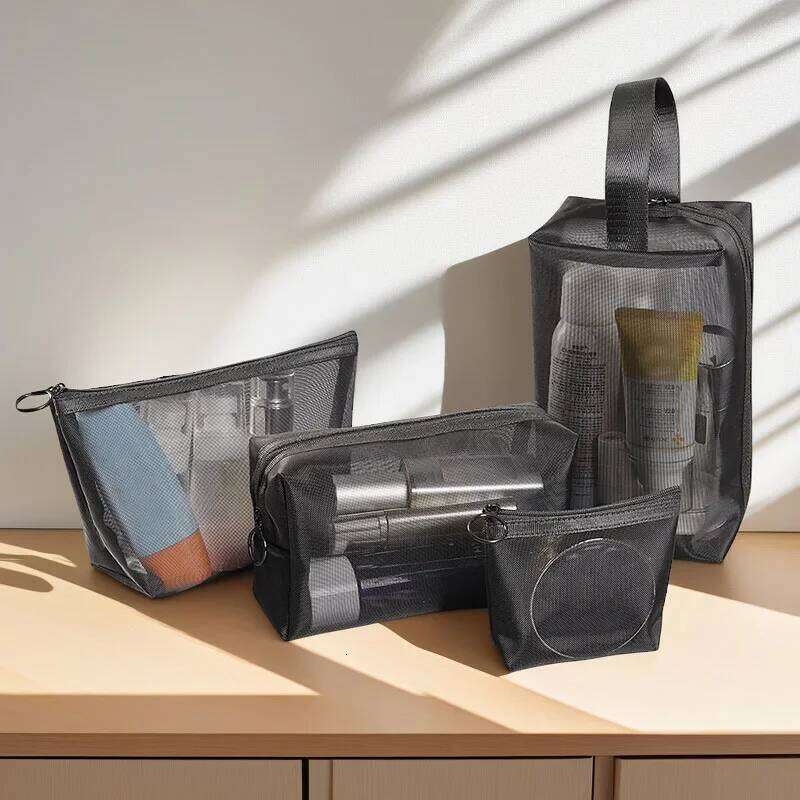 1pcs Translucent Makeup Organizer Kit for Women Heart-Shaped Travel Washing Toiletry Bags Transparent Small Large Cosmetic Pouch Y260206