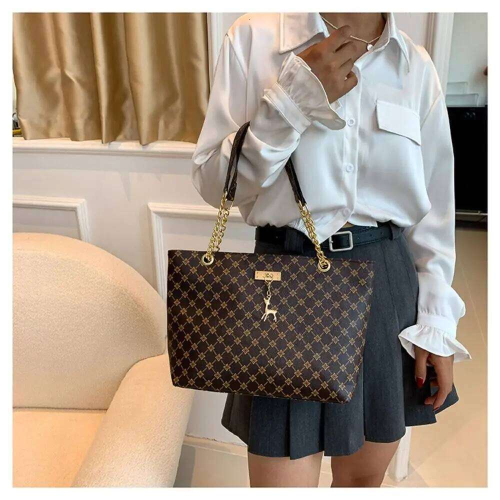 New PU Leather Shoulder Bags Large Capacity Printing Handbags Shopping Bag Women Y260204