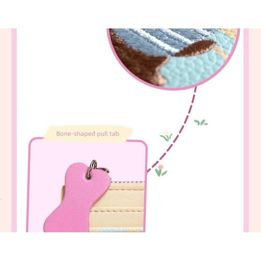 Korean Style Dachshund Embroidery Short Wallet Dopamine Color Cartoon Dog Card Bag Zipper PU Coin Purse Women Girl Y260206