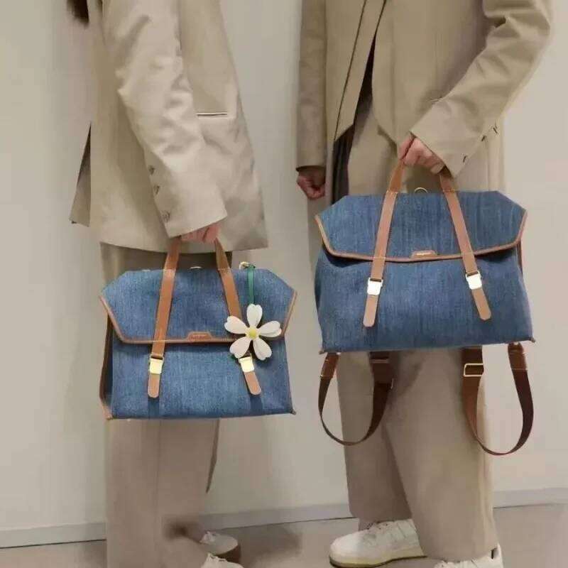 2025 New Shoulder Business Pass Series Travel Briefcase Denim Large Capacity Backpack Handbags for Women Cute Crossbody Bags Y260204