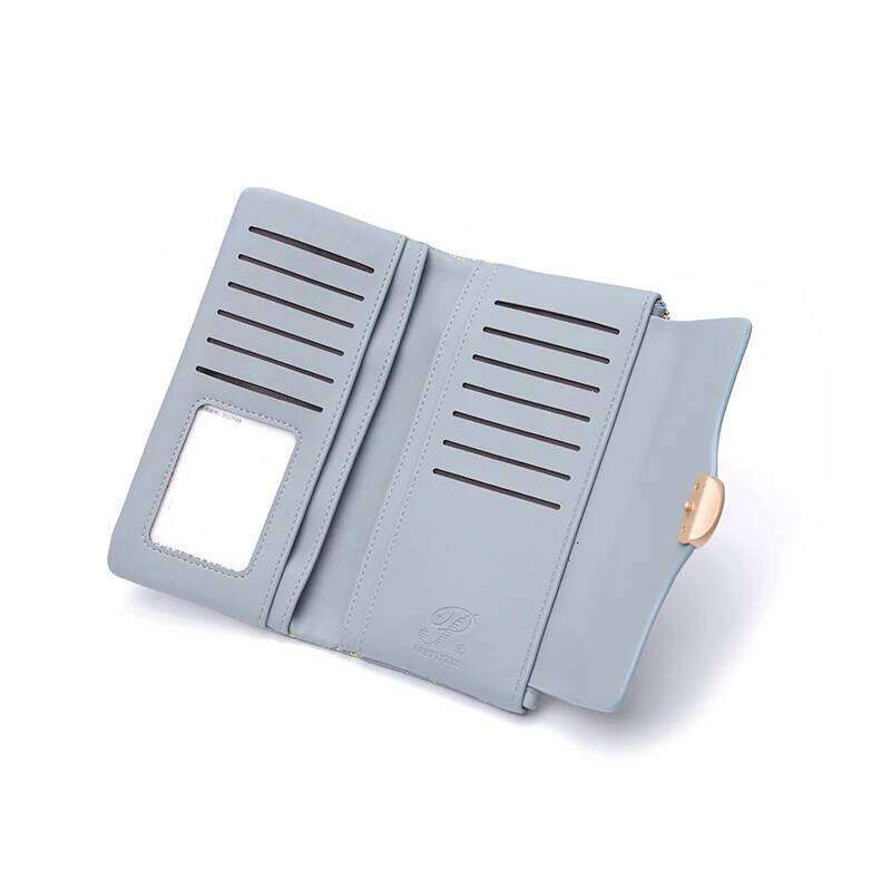 New women's portable long wallet cute cartoon high quality PU rhombus printed buckle multiple card slots certificate fas Y260206
