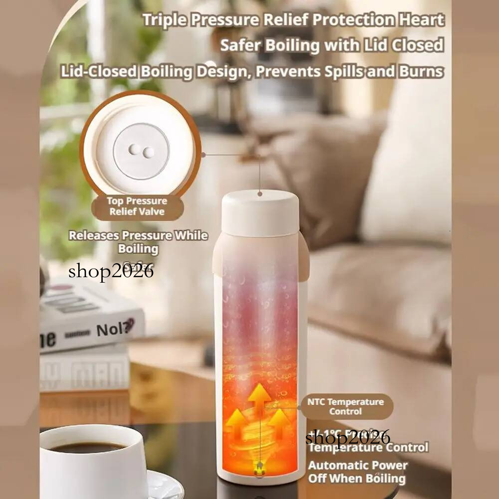 Portable Electric Kettle Stainless Steel Travel Outdoor Home Heating Cup Mini Water Boiler Camping USB Auto Accessory Tools