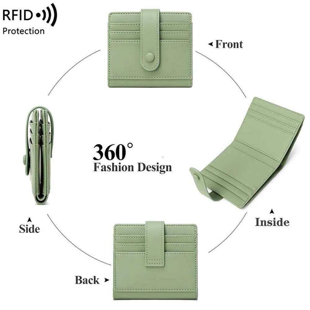 Coin Pouch Portable RFID Protection Wallet Antimagnetic Multiple Short Folding Purse PVC Classic PU Card Bag Work Y260206
