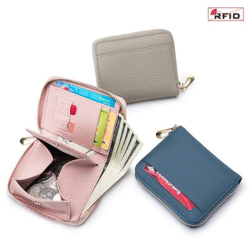 Western Short Multifunctional RFDI Blocking Leather Women Wallet Fashion Large Capacity Coin Purse for Ladies Y260206