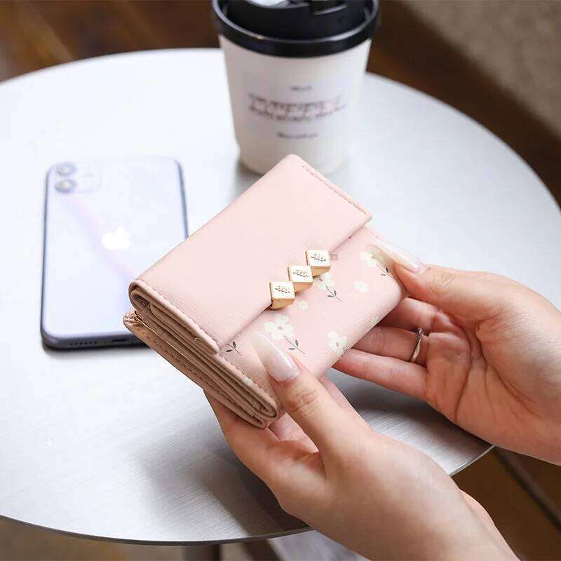 Autumn winter new women's short wallet Korean PU high texture iron frame printed small square bag simple and versatile stude Y260206