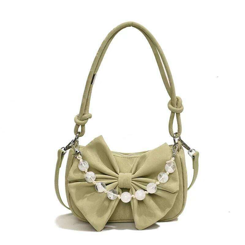 Solid Color Zipper PU Bow Beading Shoulder Ladies 2025 Hot Sale Versatile Commute Sweet Women's Crossbody Bags Z260207 - view 7
