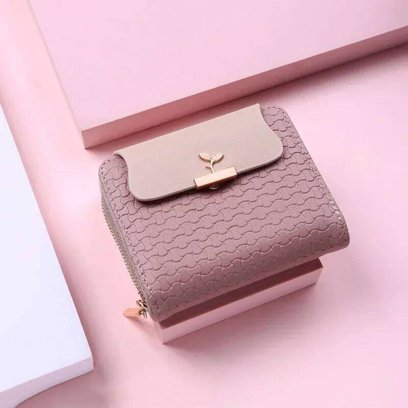 New Ladies Wallets Leaf Hasp Clutch Brand Designed Student Leather Mini Coin Purse Female Card Holder Money Bag Women Wallet Y260206
